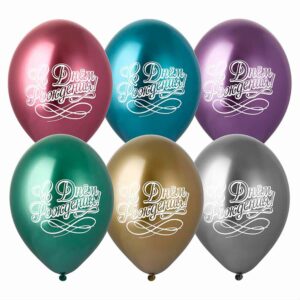 Б Шар (14"/36 см) С ДР Ассорти Glossy Хром 2ст 1шт