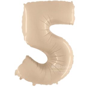 Ф Цифра 5 (40"/102 см) Кремовый Cream Сатин 1шт