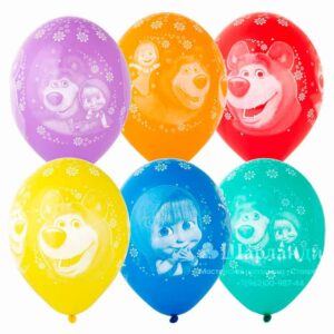 Б Шар (14"/36 см) Маша и Медведь Ассорти Пастель 5ст 1шт