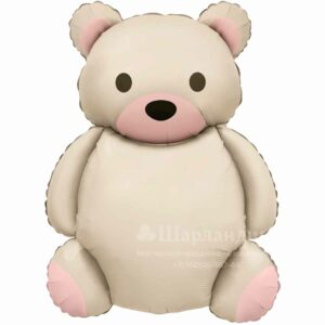 FA Фигура (35"/89 см) Мишка Кремовый Сатин 1шт