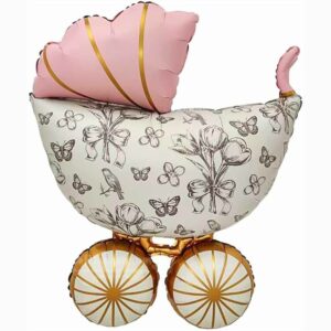 FA Фигура (36"/91 см) Коляска Ретро Розовый Сатин 1шт