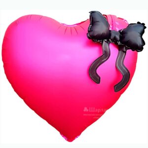 FA Сердце (22"/56 см) Черный бант Фуше 1шт