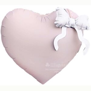 FA Сердце (22"/56 см) Белый бант Розовый 1шт